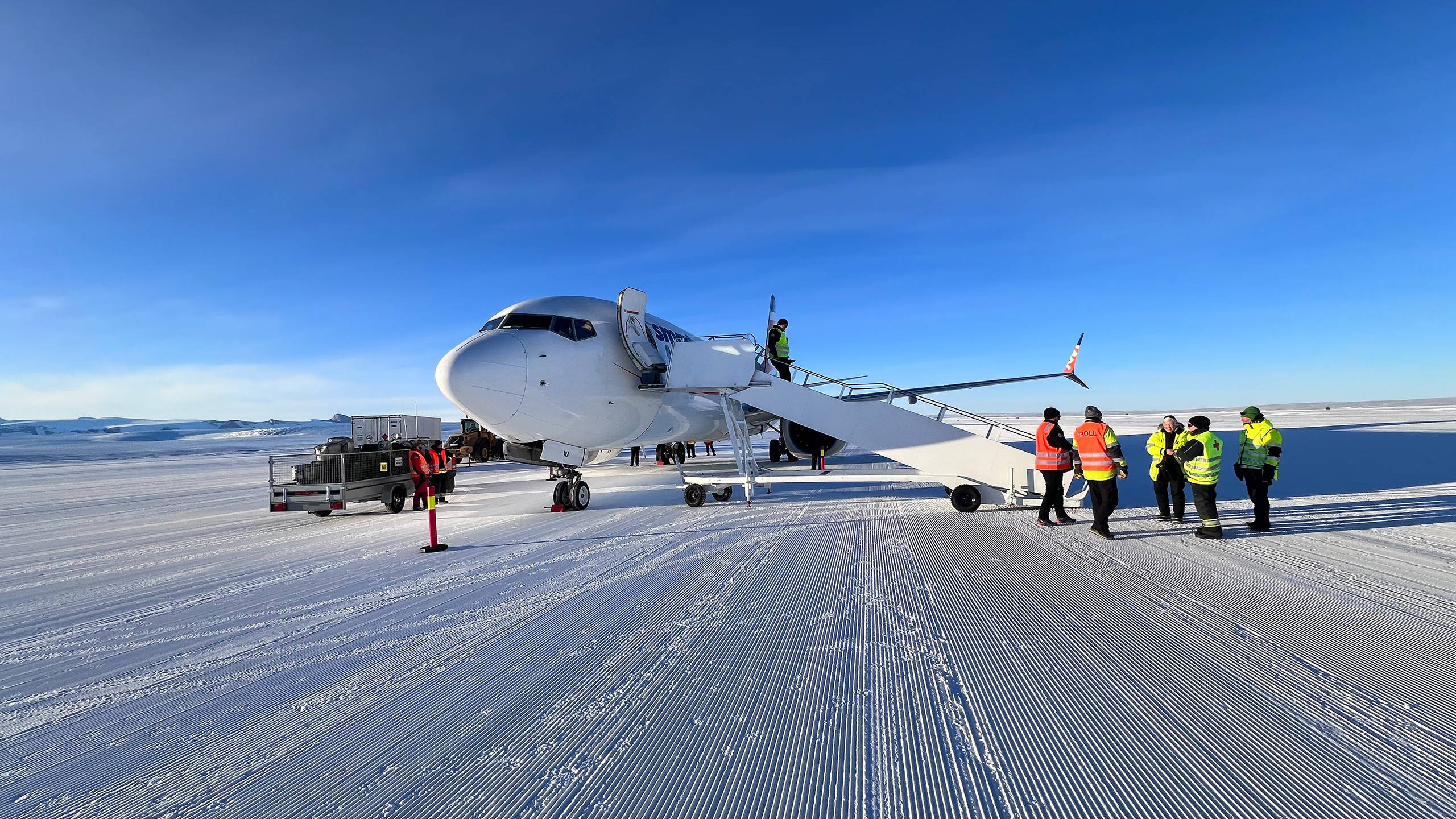 Airplane on ice in Antarctica