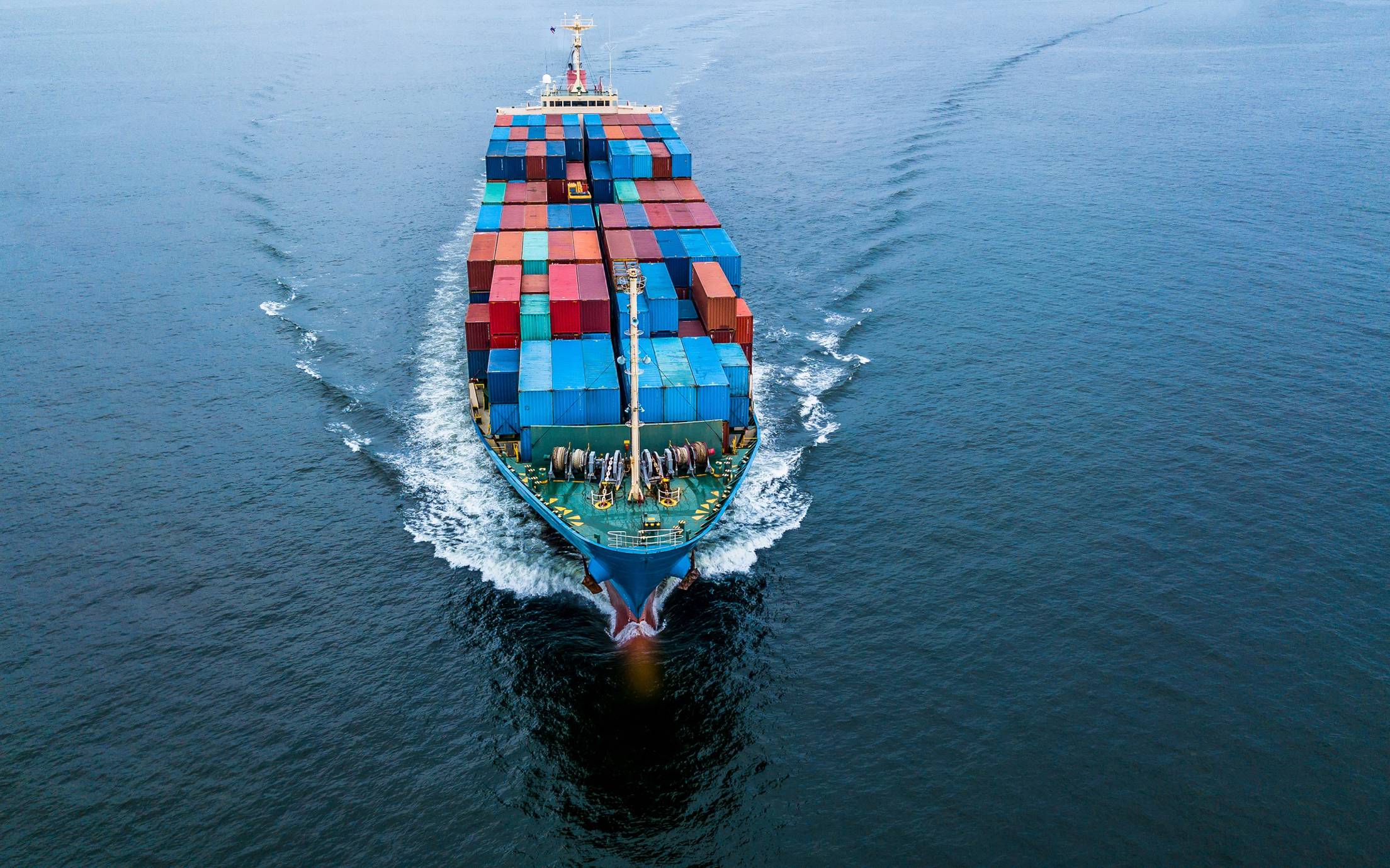 Container ship at sea