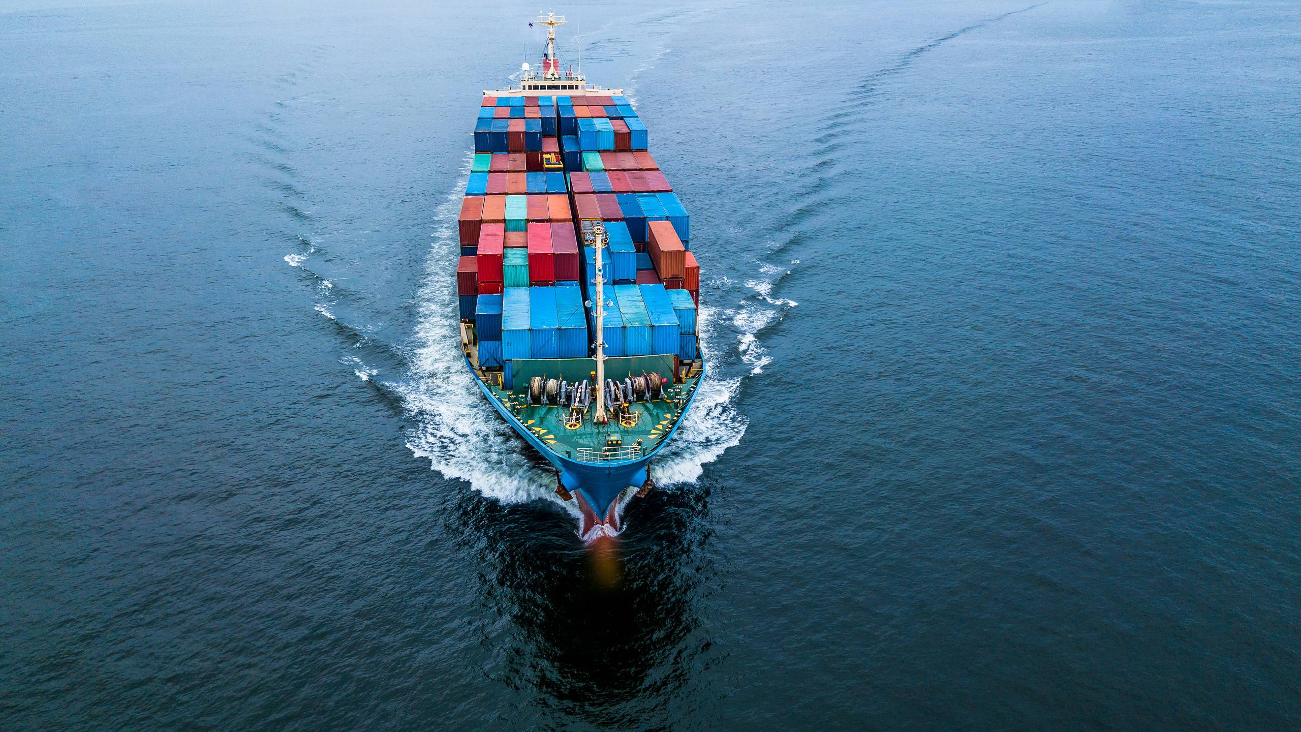 Container ship at sea