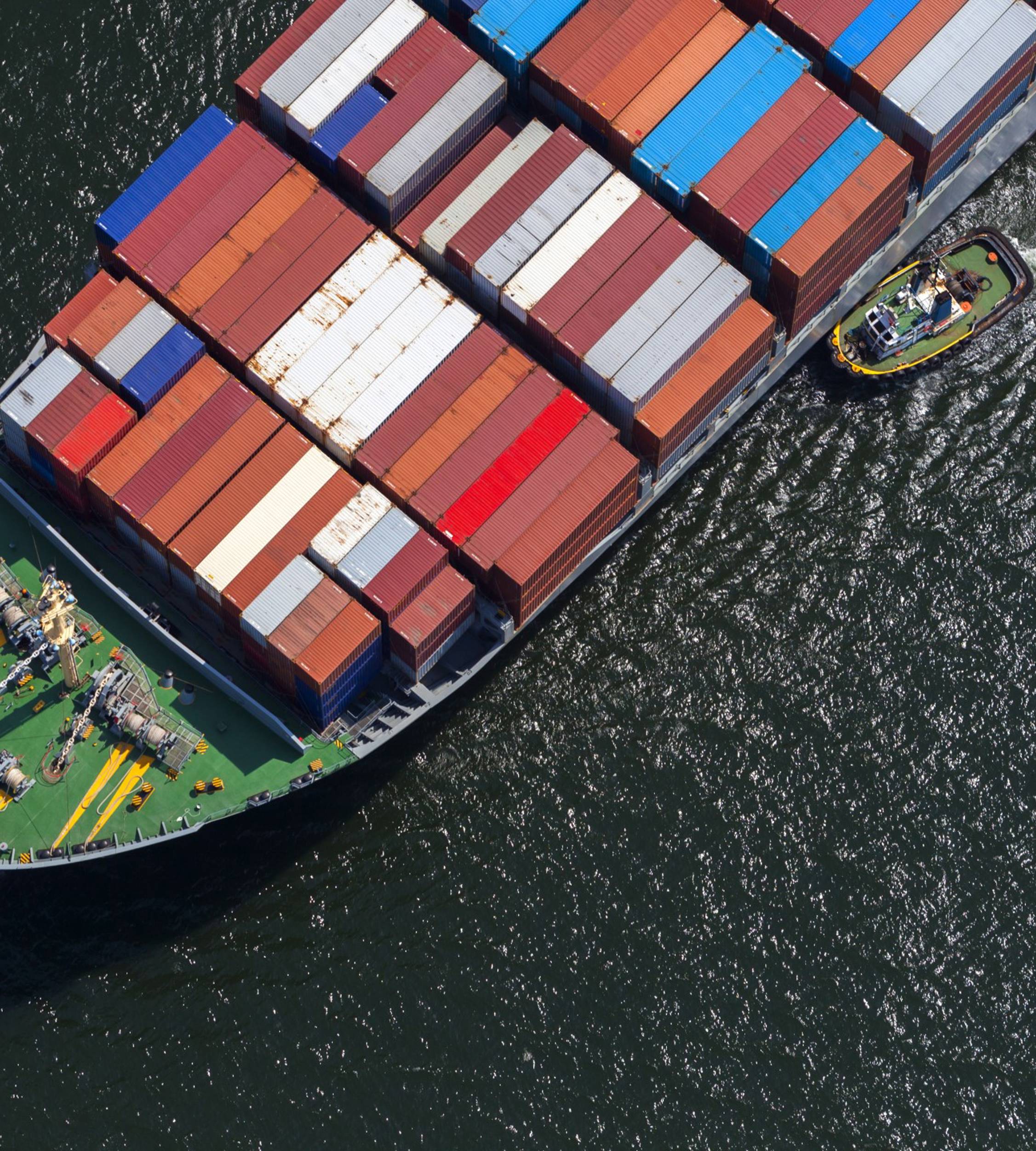 Cargo ship seen from above